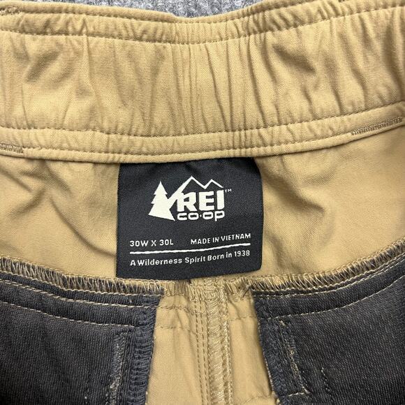 REI Co-op Convertible Pants Men's 30 X 30 Brown Logo Cargo Pockets Straight Leg - Picture 7 of 16
